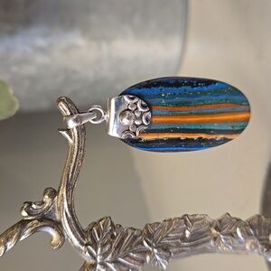 Calsilica Rainbow Stripe and Sterling Pendant